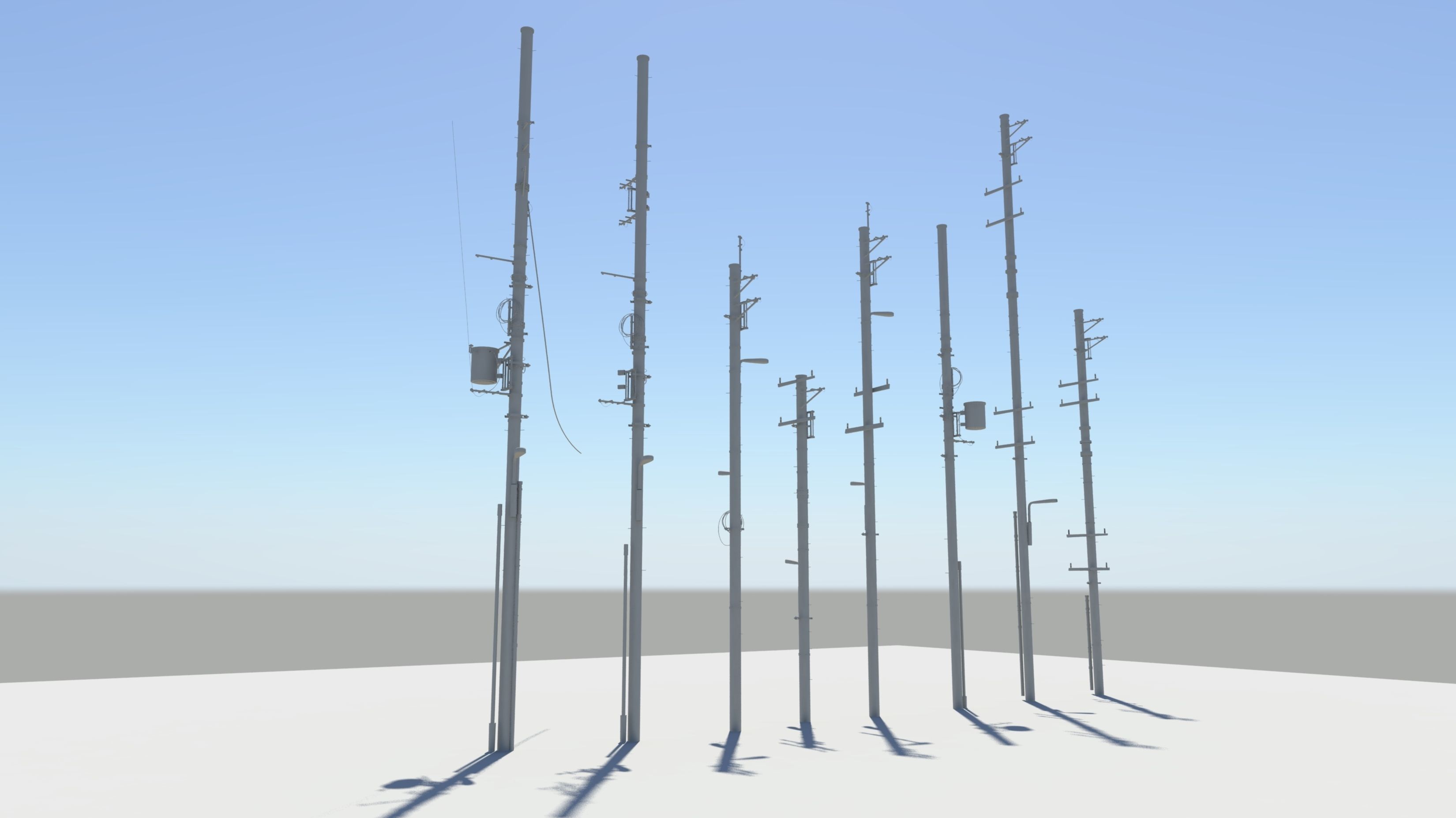 Detailed Utility Poles 3D model_4