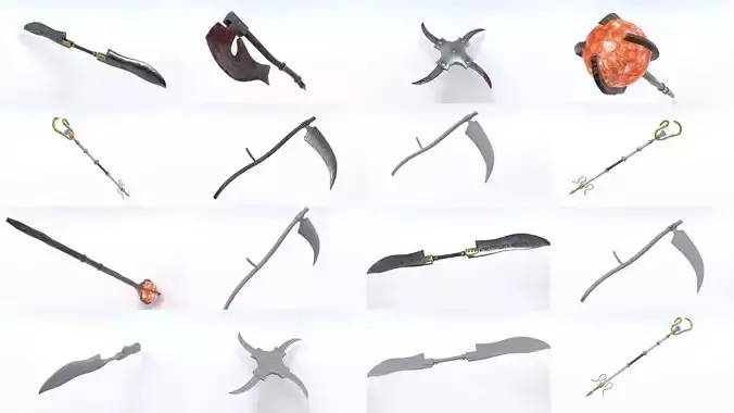 Low poly Fantasy weapons pack 3D Model Collection