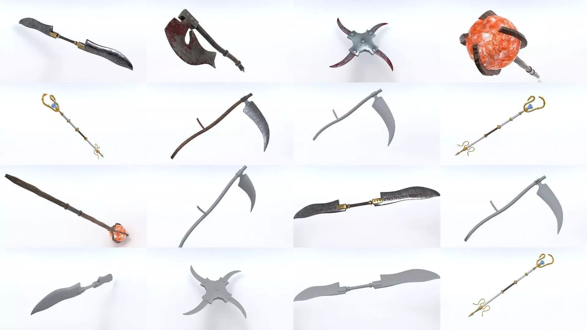 Low poly Fantasy weapons pack 3D Model Collection_0