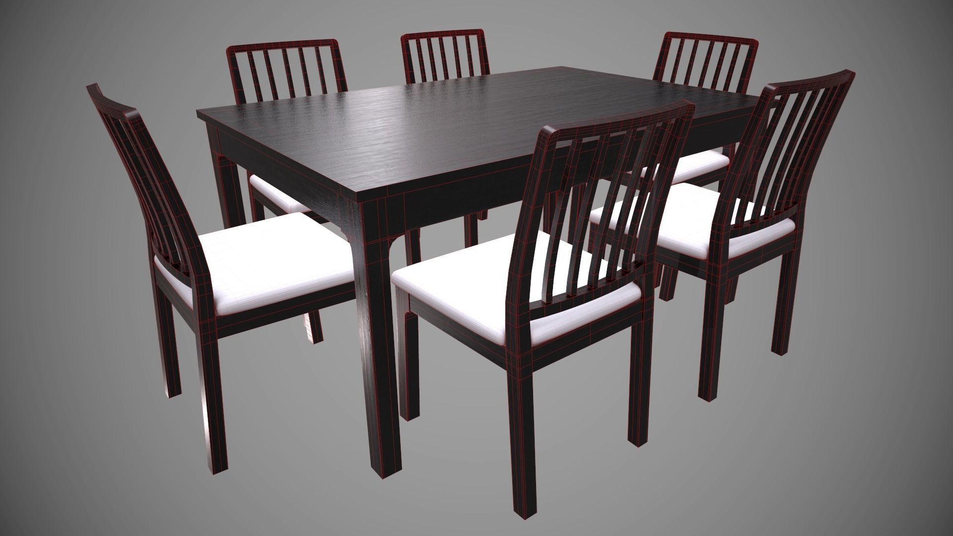 Dining Table with Chair low poly model with PBR texture Low-poly 3D model_15