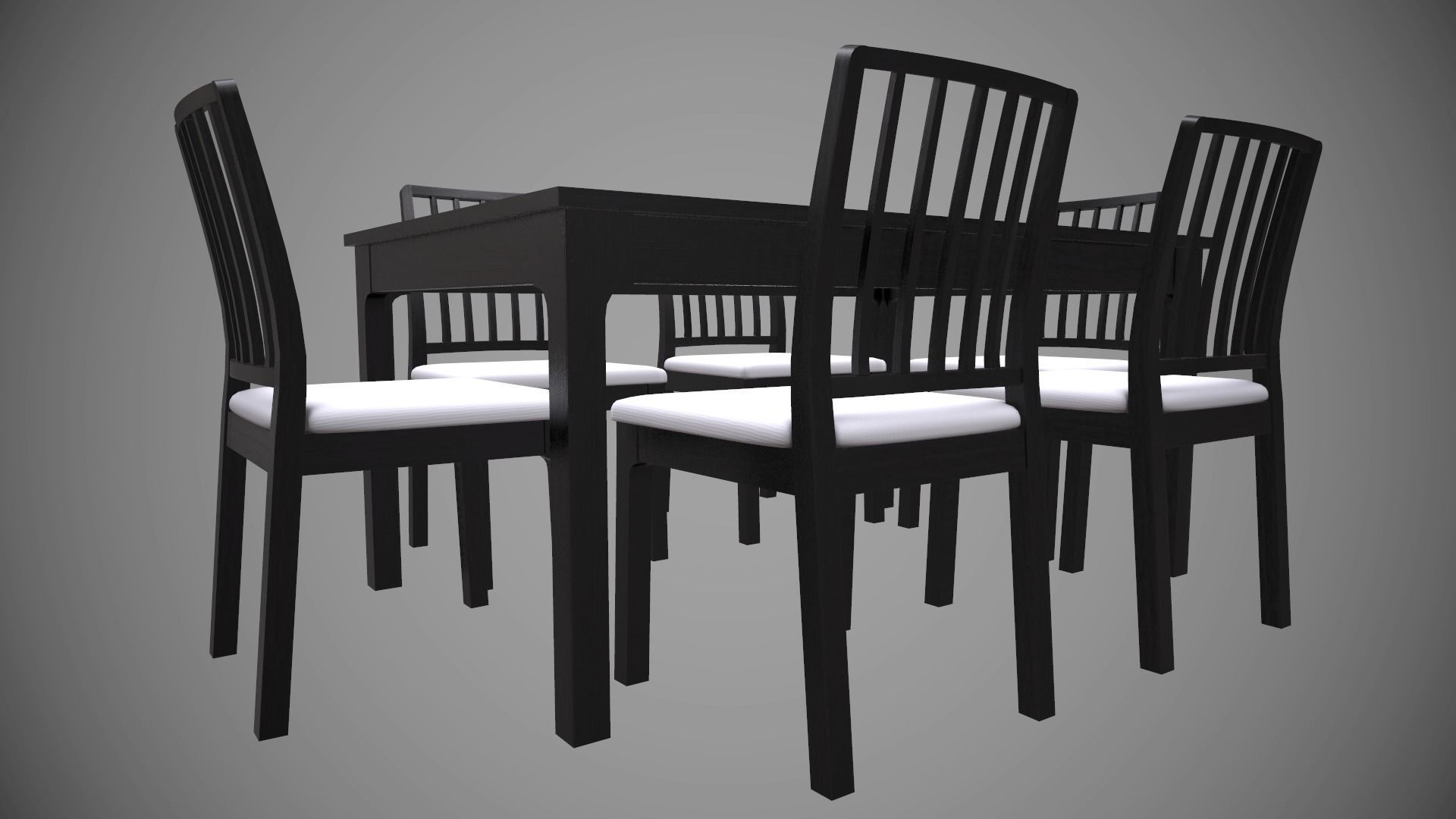 Dining Table with Chair low poly model with PBR texture Low-poly 3D model_11
