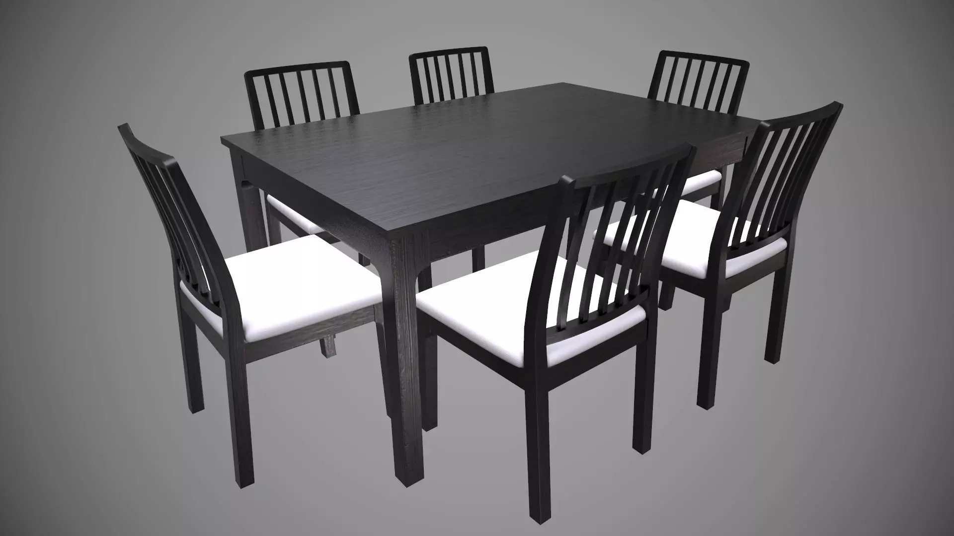 Dining Table with Chair low poly model with PBR texture Low-poly 3D model_0