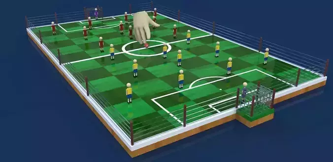 Futbolito soccer field with hand Free 3D model