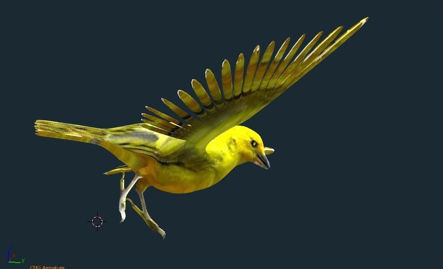 yellow bird animated Low-poly 3D model_3