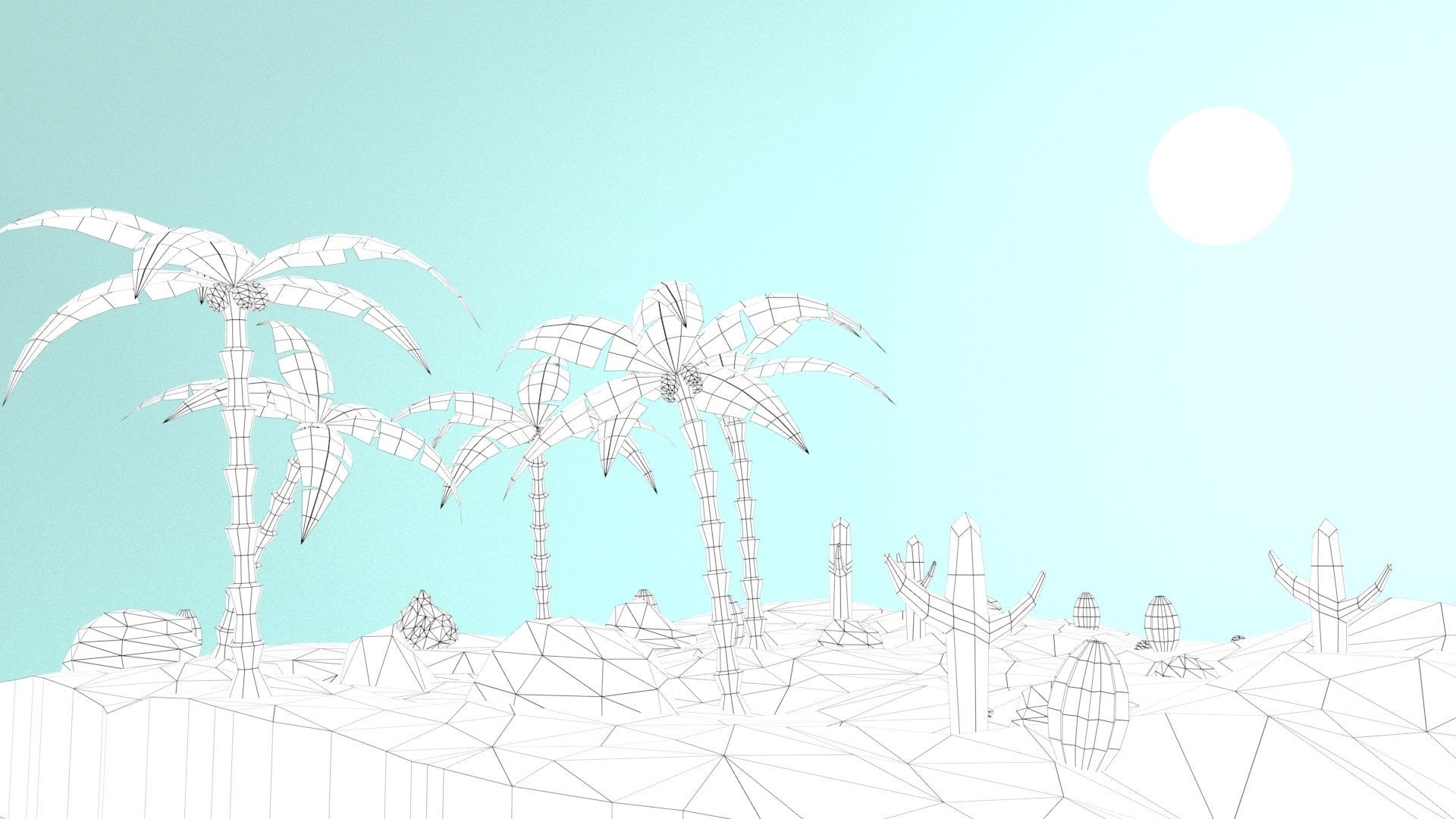 Low Poly Oasis Low-poly 3D model_11