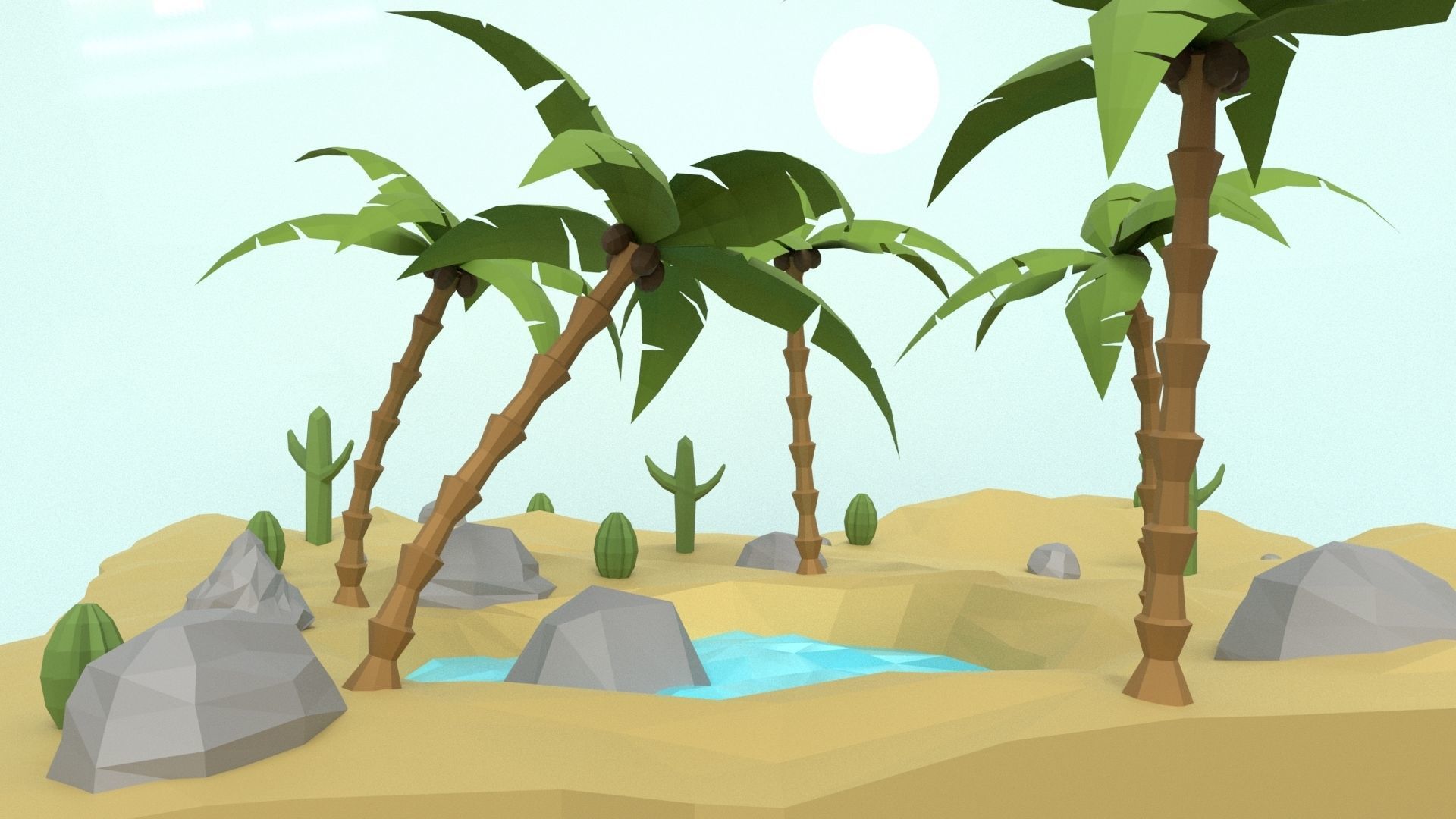 Low Poly Oasis Low-poly 3D model_2