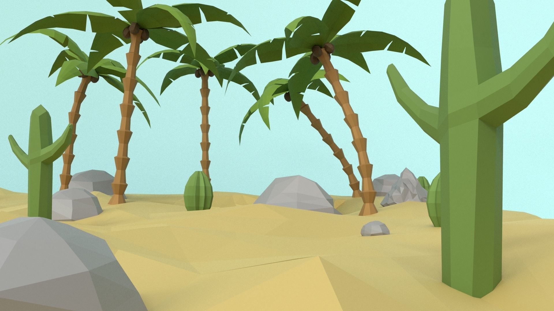Low Poly Oasis Low-poly 3D model_45