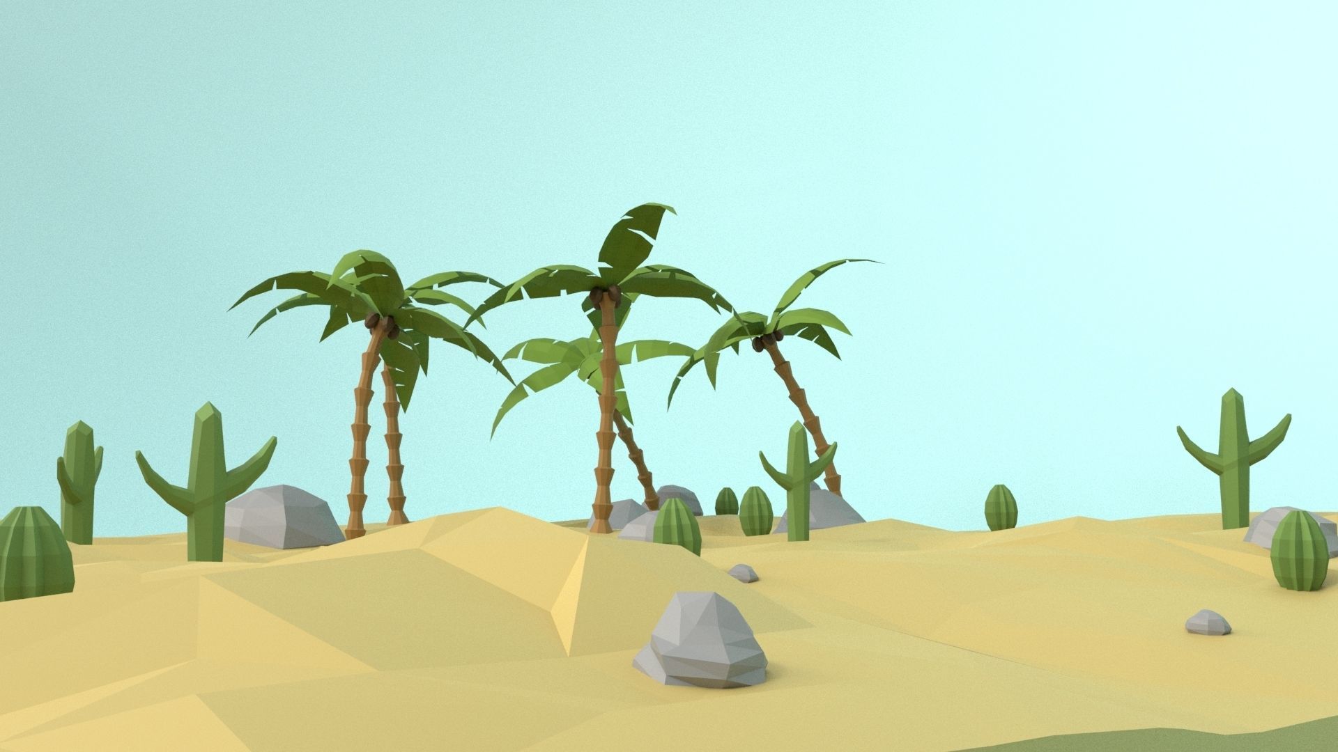 Low Poly Oasis Low-poly 3D model_24
