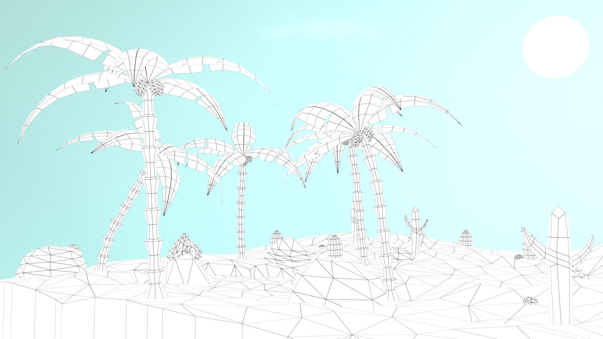 Low Poly Oasis Low-poly 3D model_9