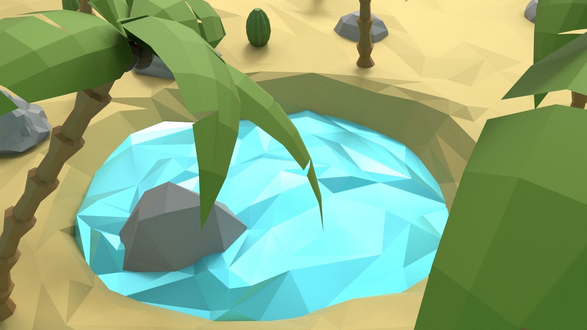 Low Poly Oasis Low-poly 3D model_48