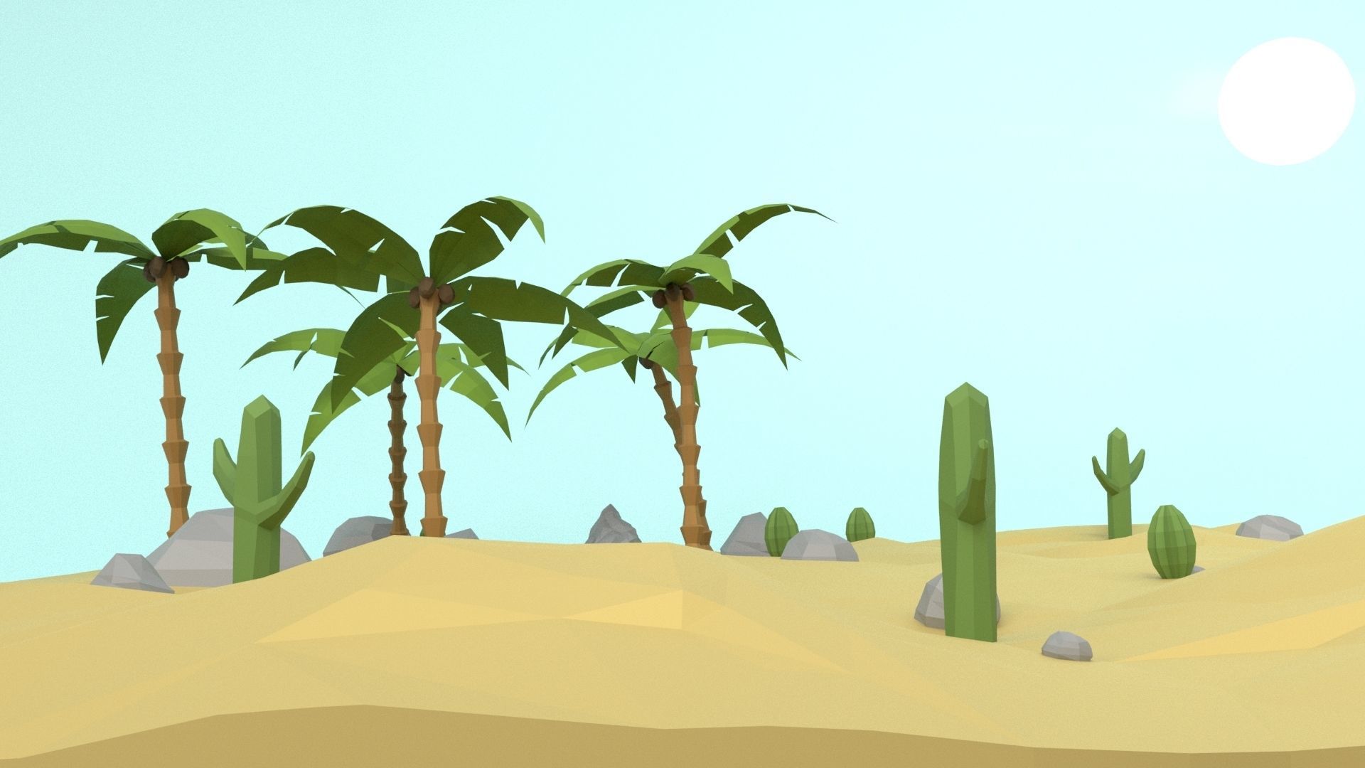 Low Poly Oasis Low-poly 3D model_18