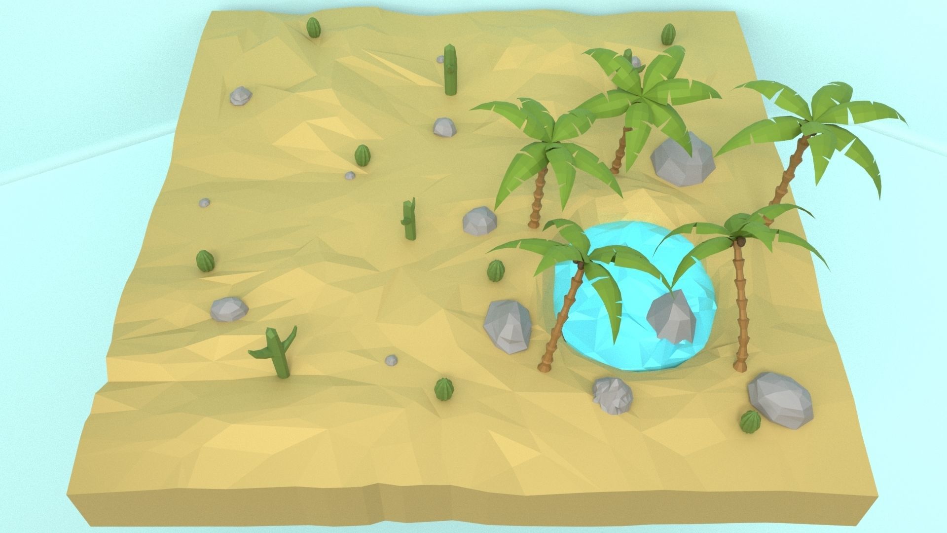 Low Poly Oasis Low-poly 3D model_38