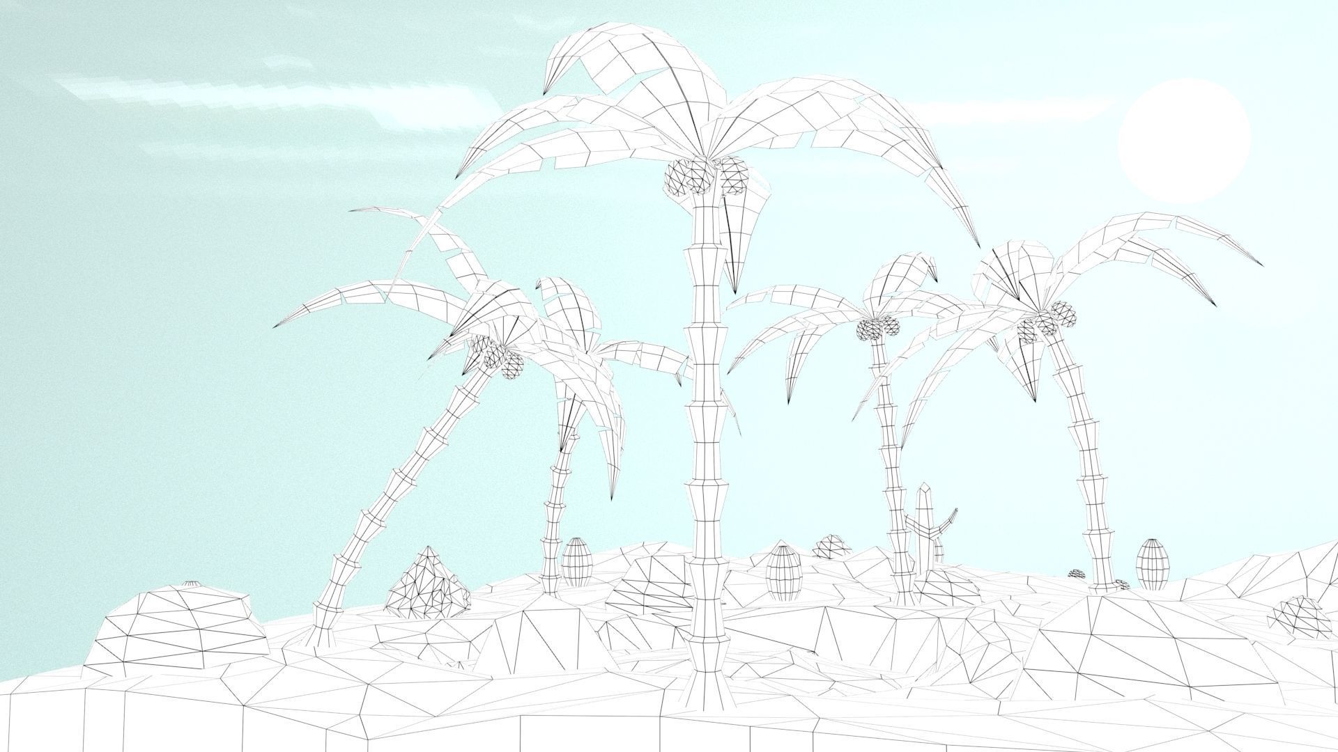 Low Poly Oasis Low-poly 3D model_7