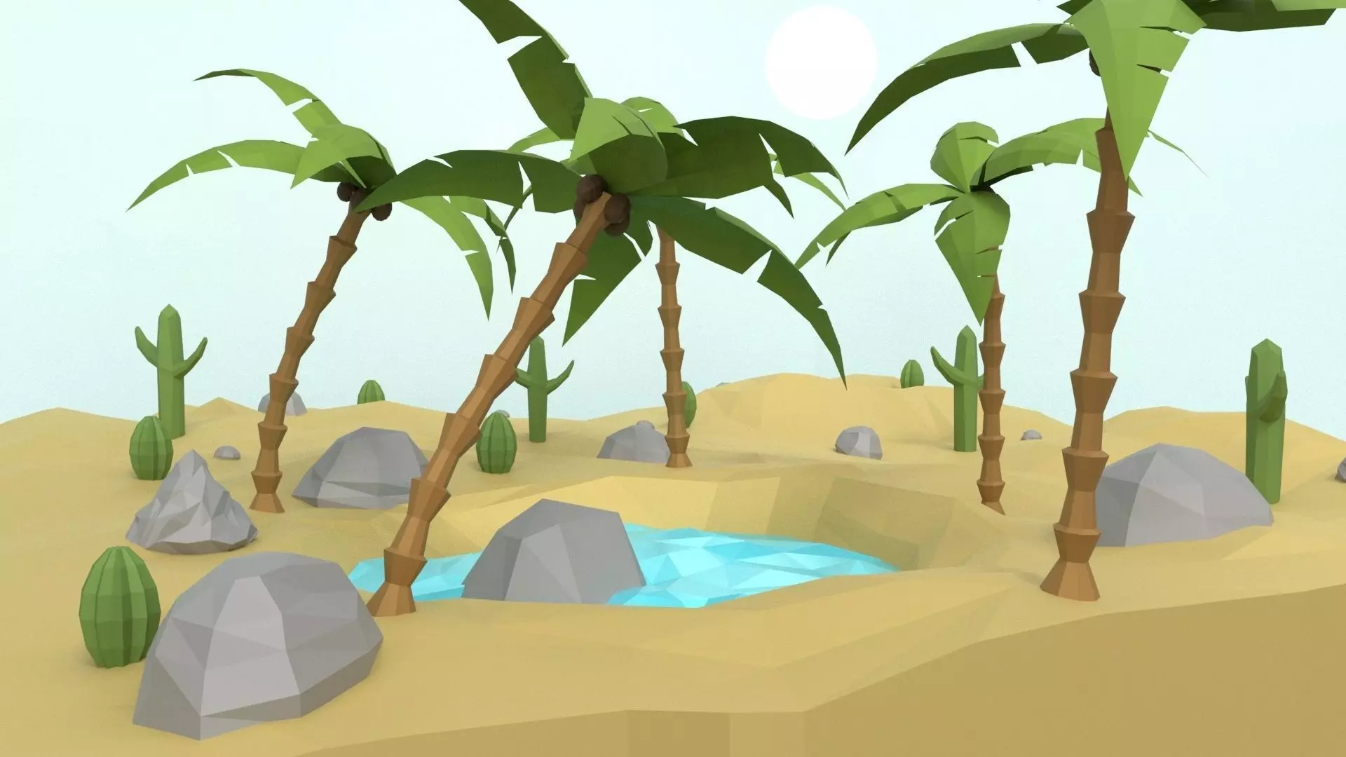 Low Poly Oasis Low-poly 3D model_0