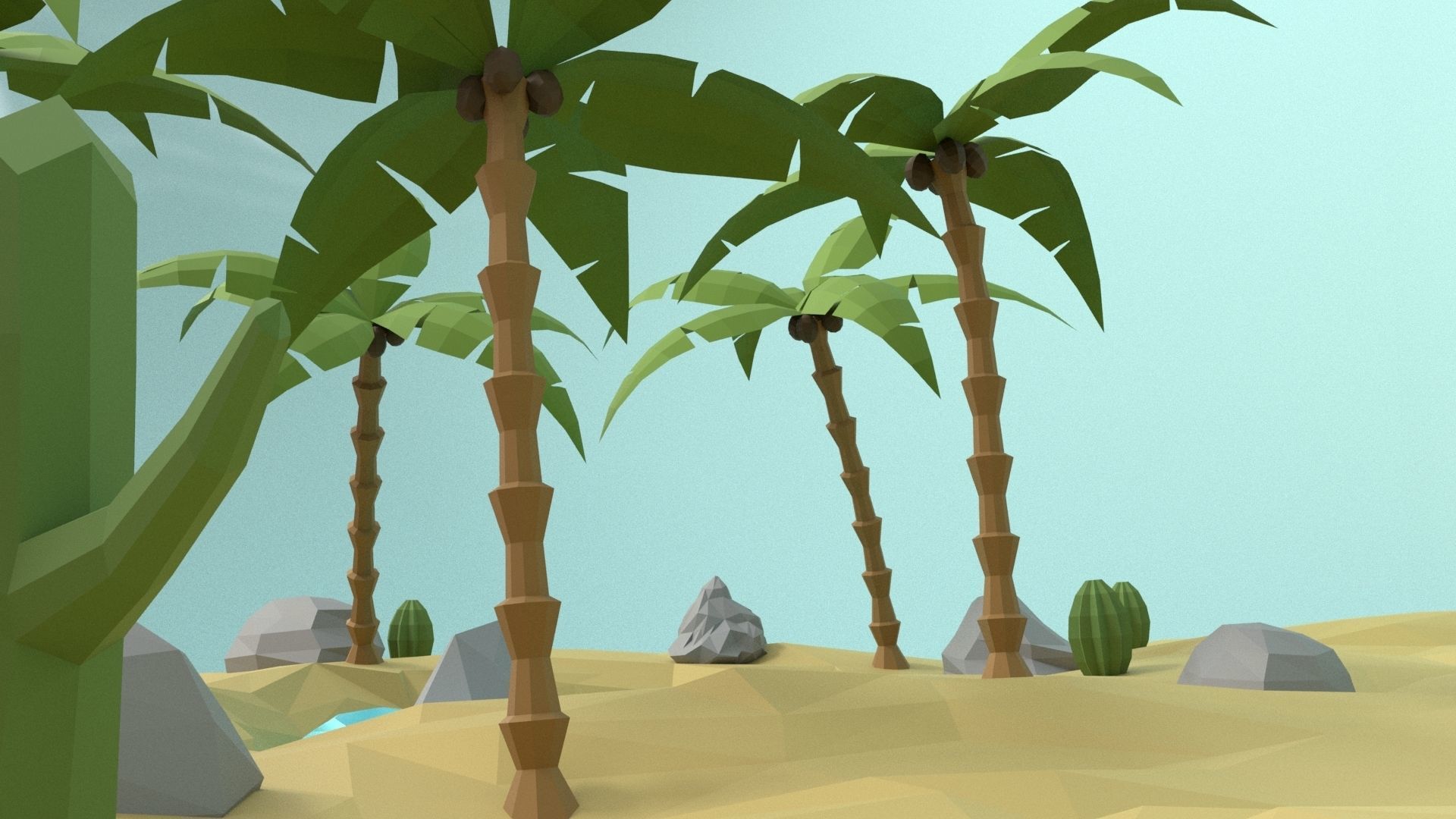 Low Poly Oasis Low-poly 3D model_46