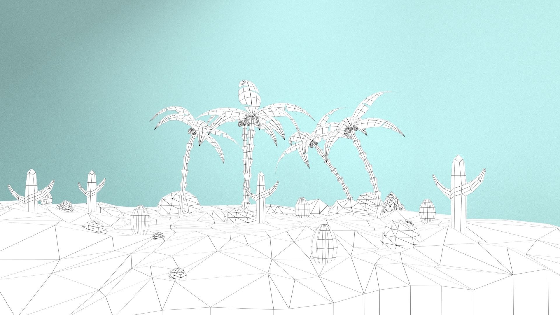 Low Poly Oasis Low-poly 3D model_29