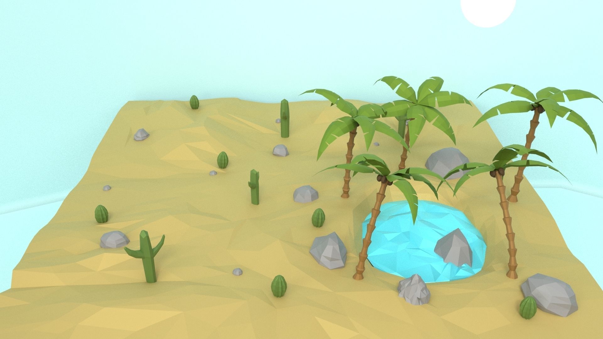 Low Poly Oasis Low-poly 3D model_40
