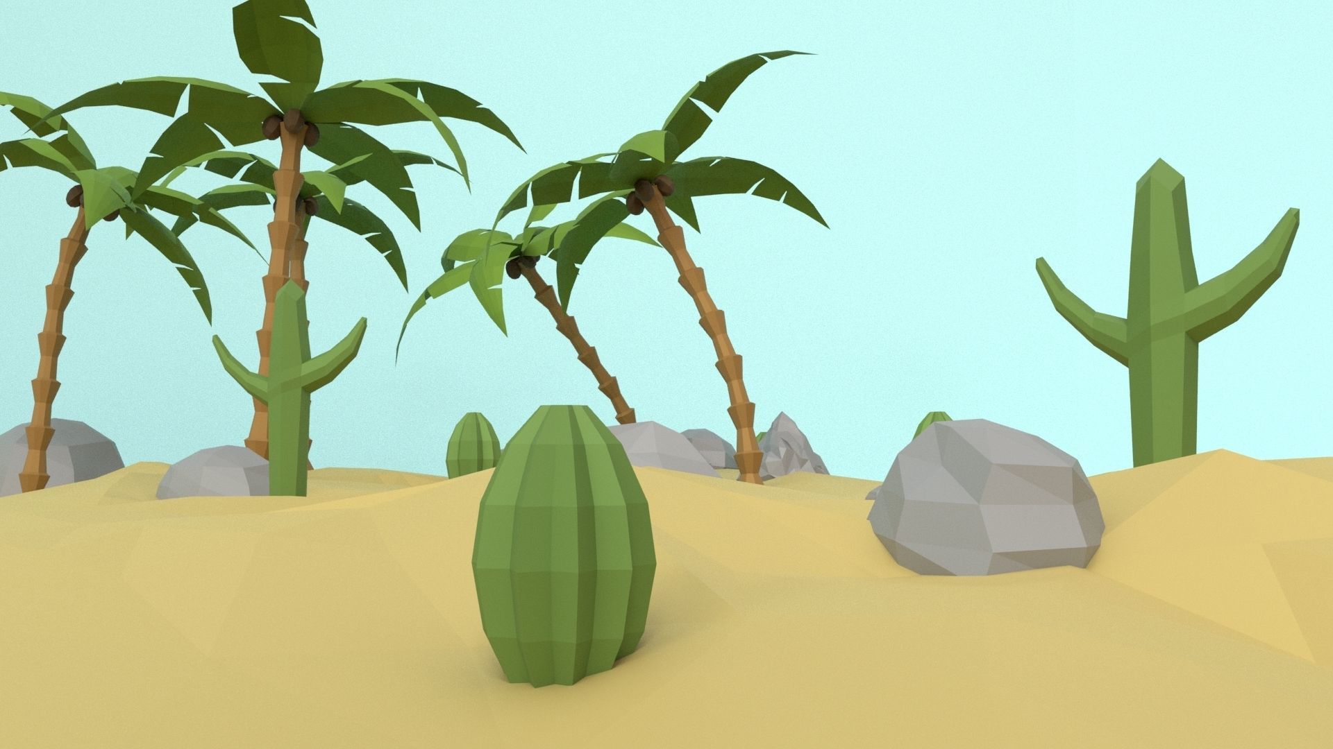 Low Poly Oasis Low-poly 3D model_43