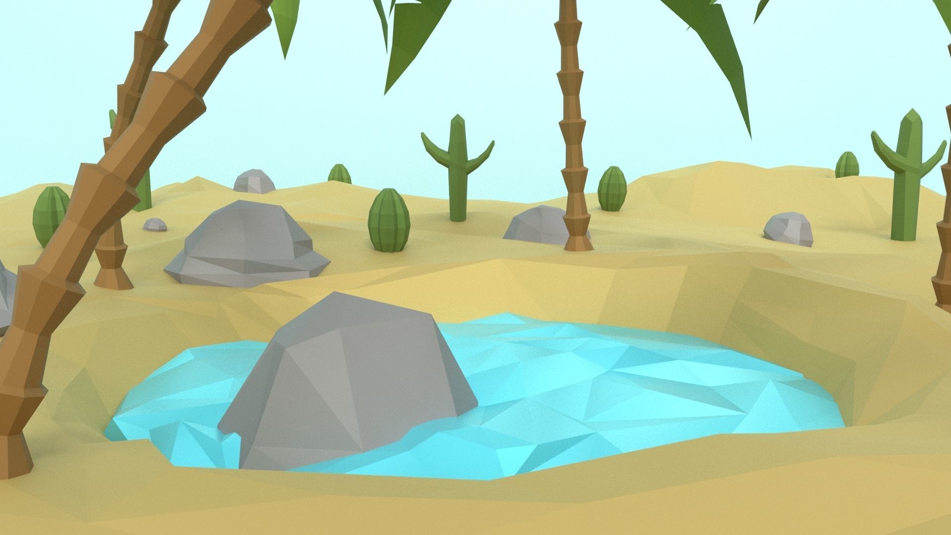 Low Poly Oasis Low-poly 3D model_47