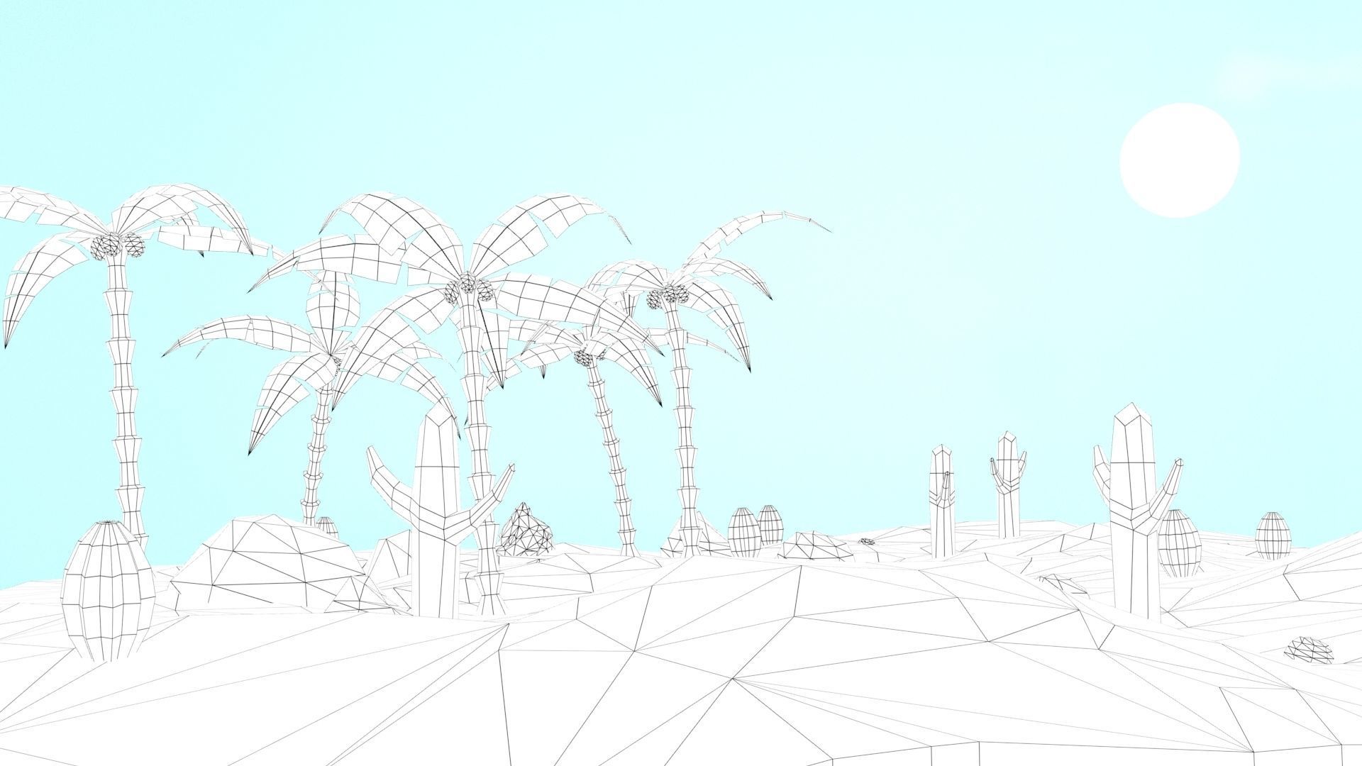 Low Poly Oasis Low-poly 3D model_17