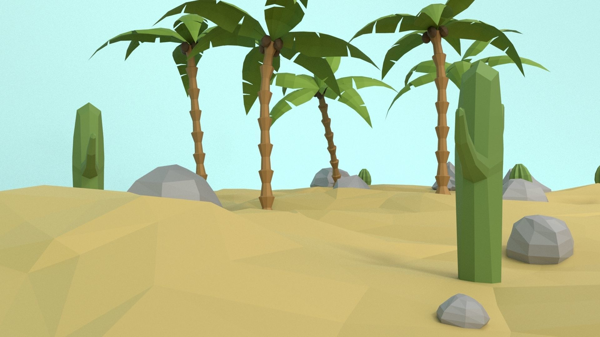 Low Poly Oasis Low-poly 3D model_49