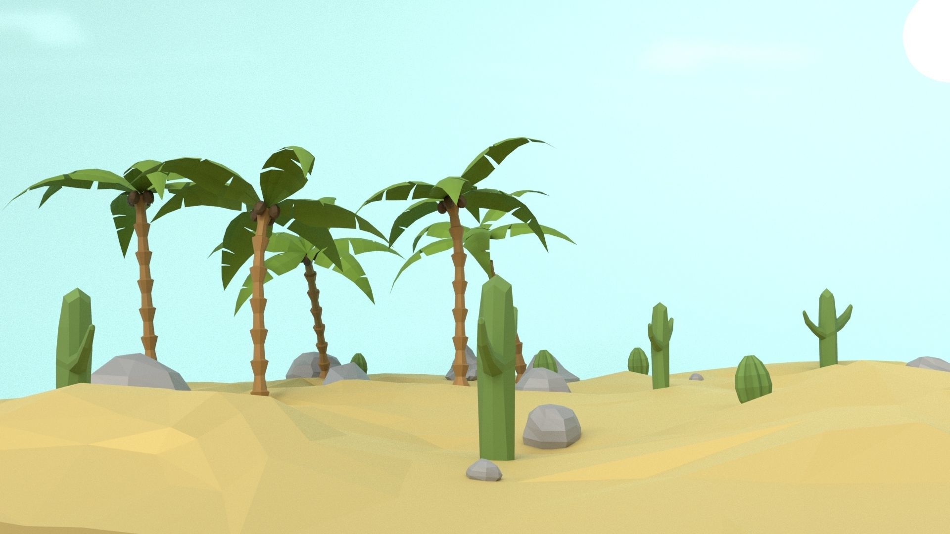 Low Poly Oasis Low-poly 3D model_20