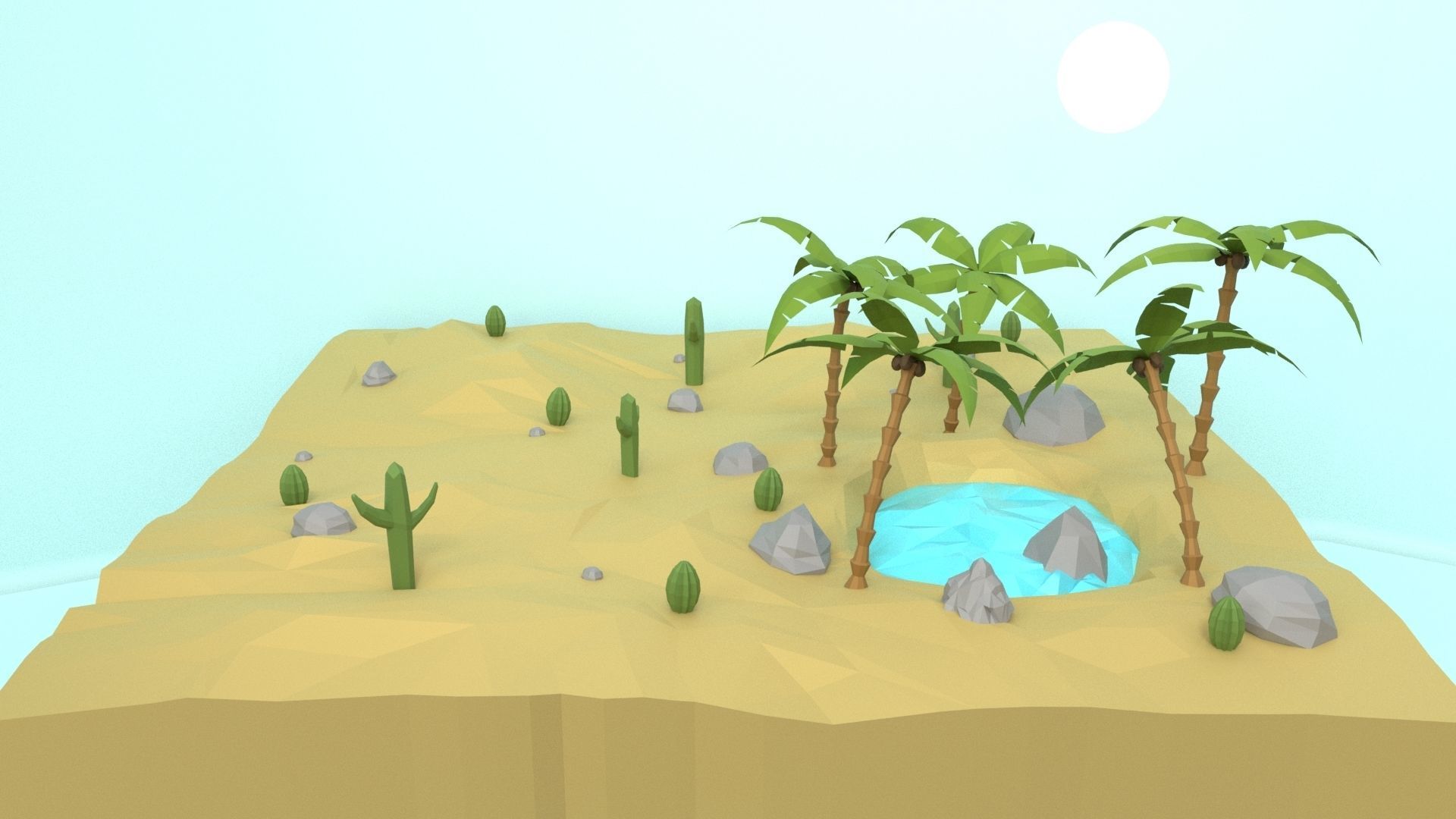 Low Poly Oasis Low-poly 3D model_41