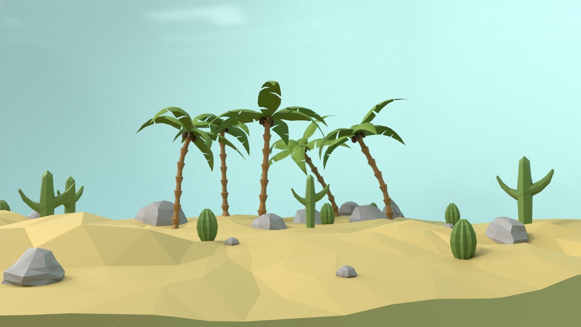 Low Poly Oasis Low-poly 3D model_26
