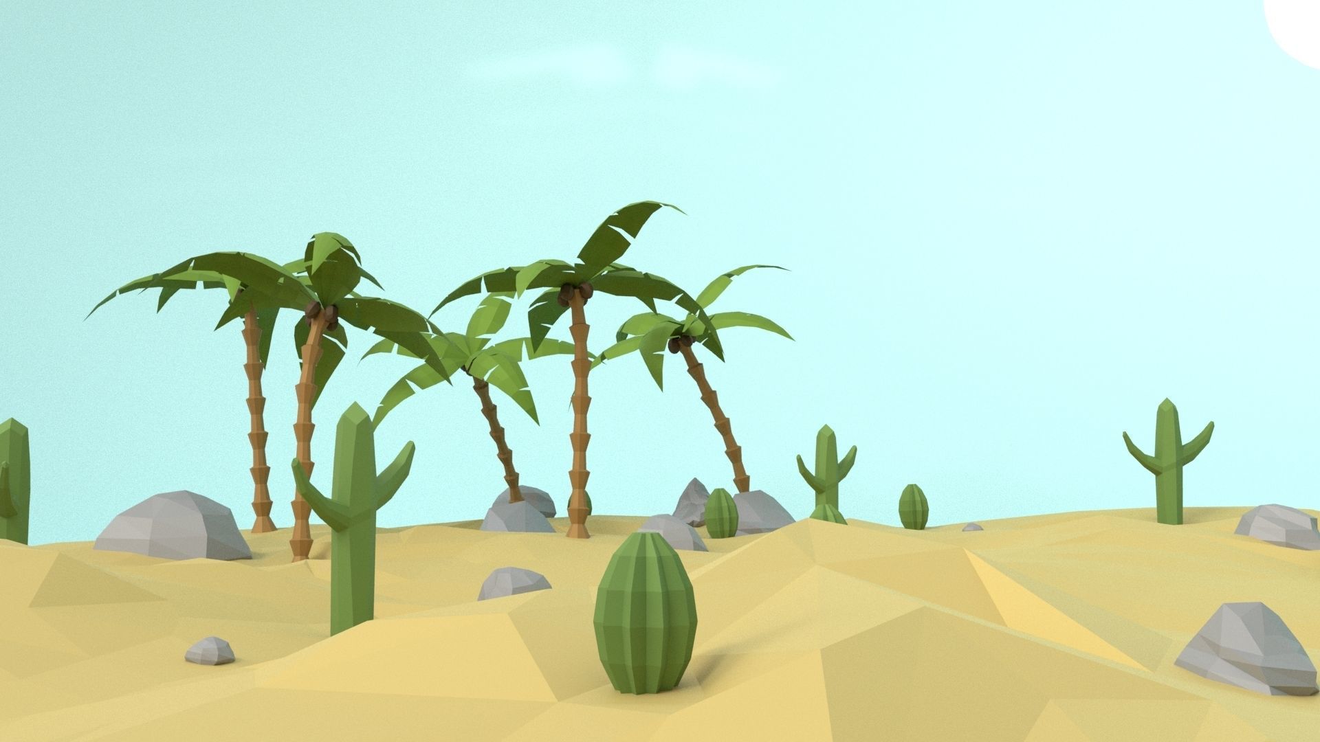 Low Poly Oasis Low-poly 3D model_22
