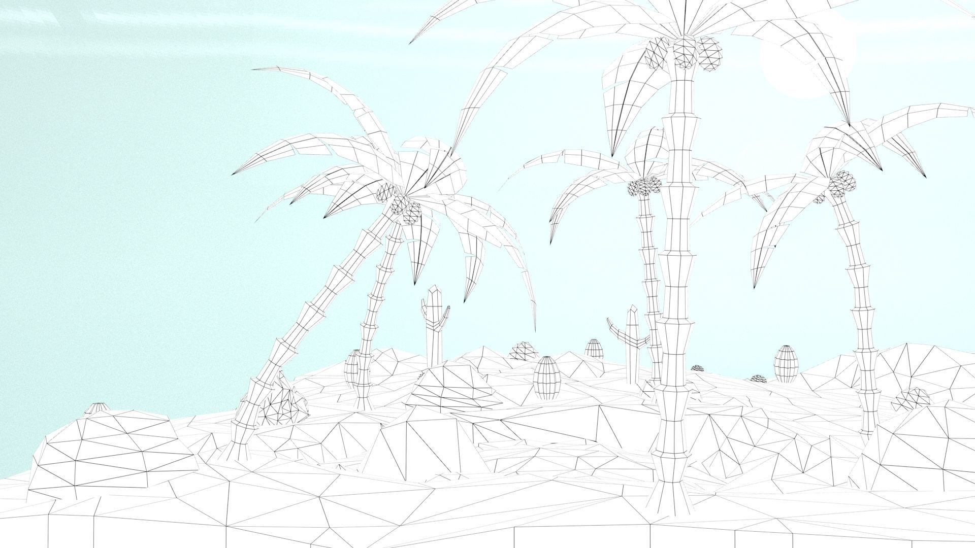Low Poly Oasis Low-poly 3D model_5