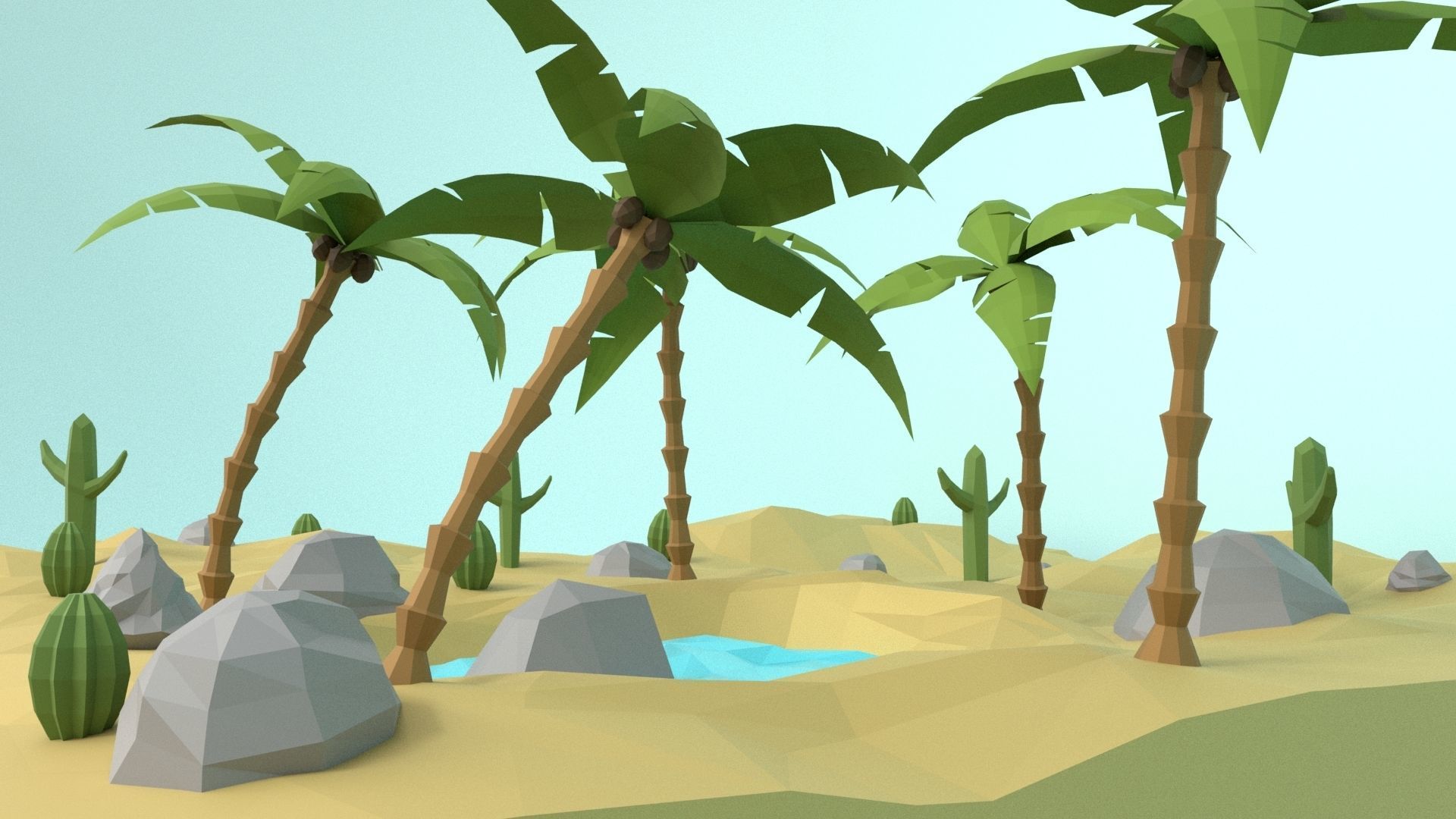 Low Poly Oasis Low-poly 3D model_37