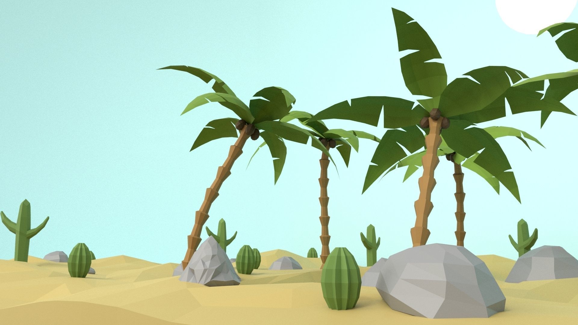 Low Poly Oasis Low-poly 3D model_35