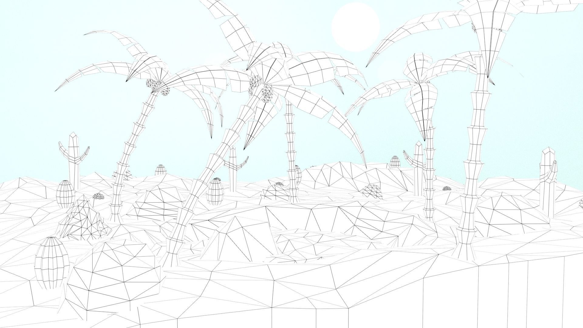 Low Poly Oasis Low-poly 3D model_1