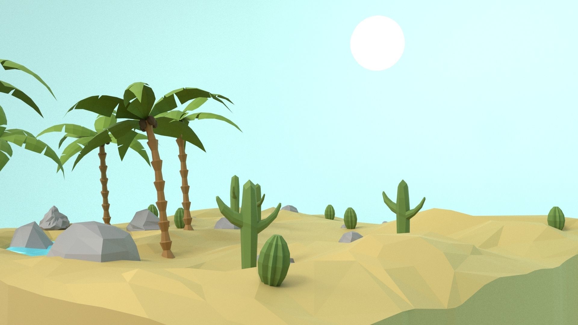 Low Poly Oasis Low-poly 3D model_12