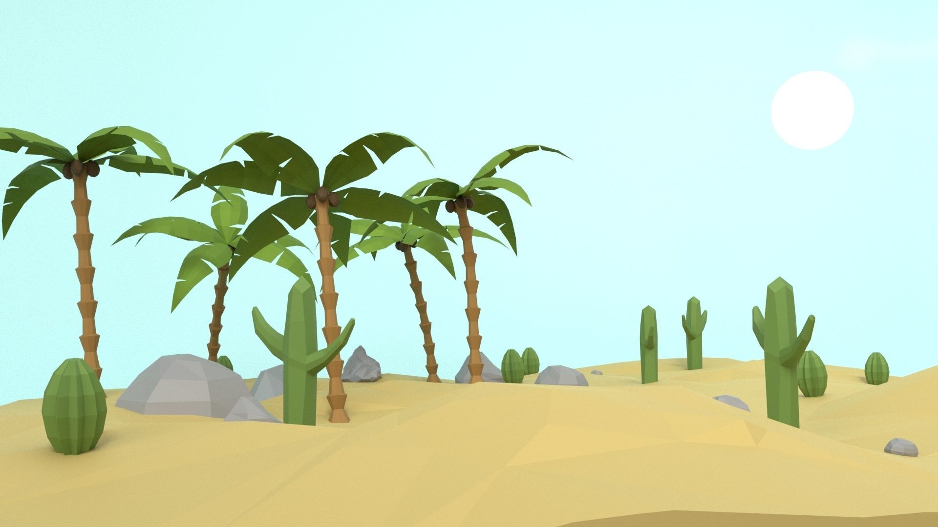 Low Poly Oasis Low-poly 3D model_16