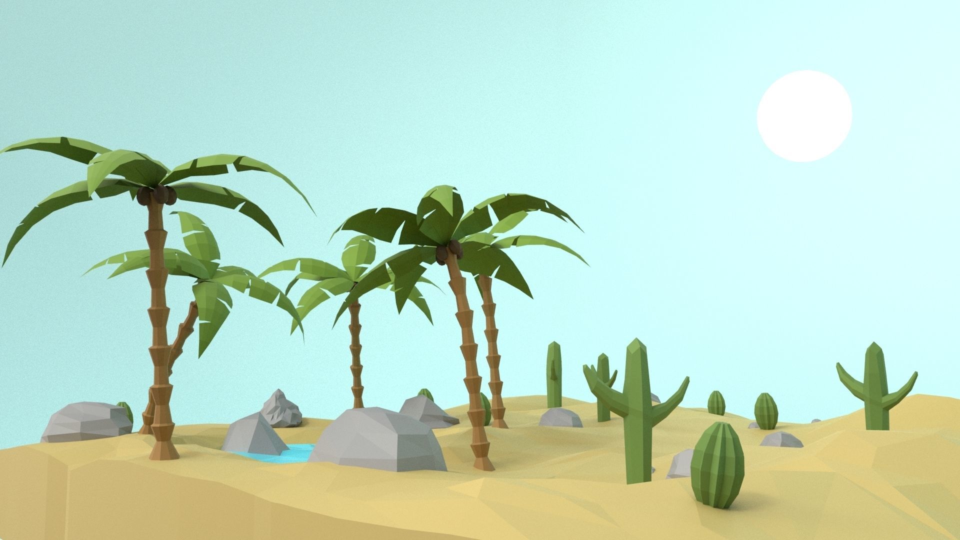 Low Poly Oasis Low-poly 3D model_10