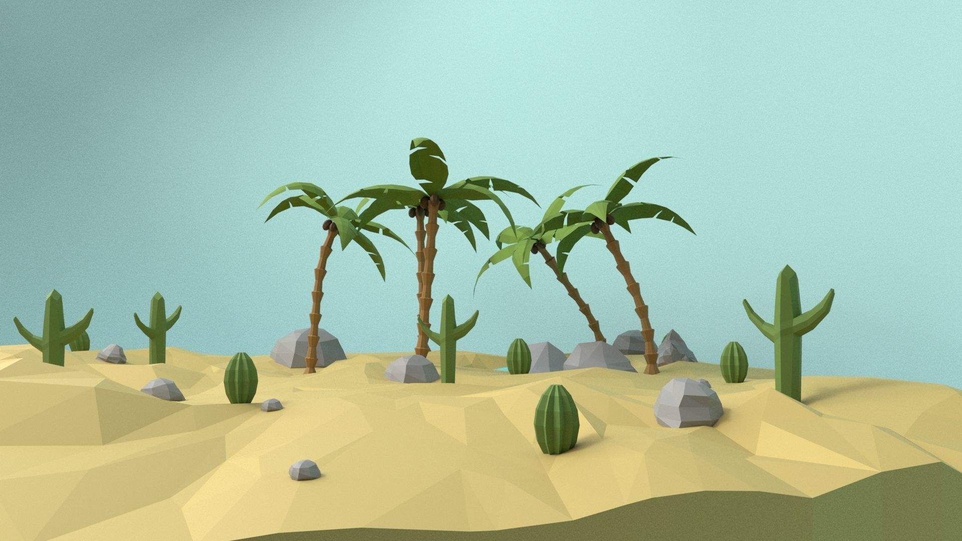 Low Poly Oasis Low-poly 3D model_28