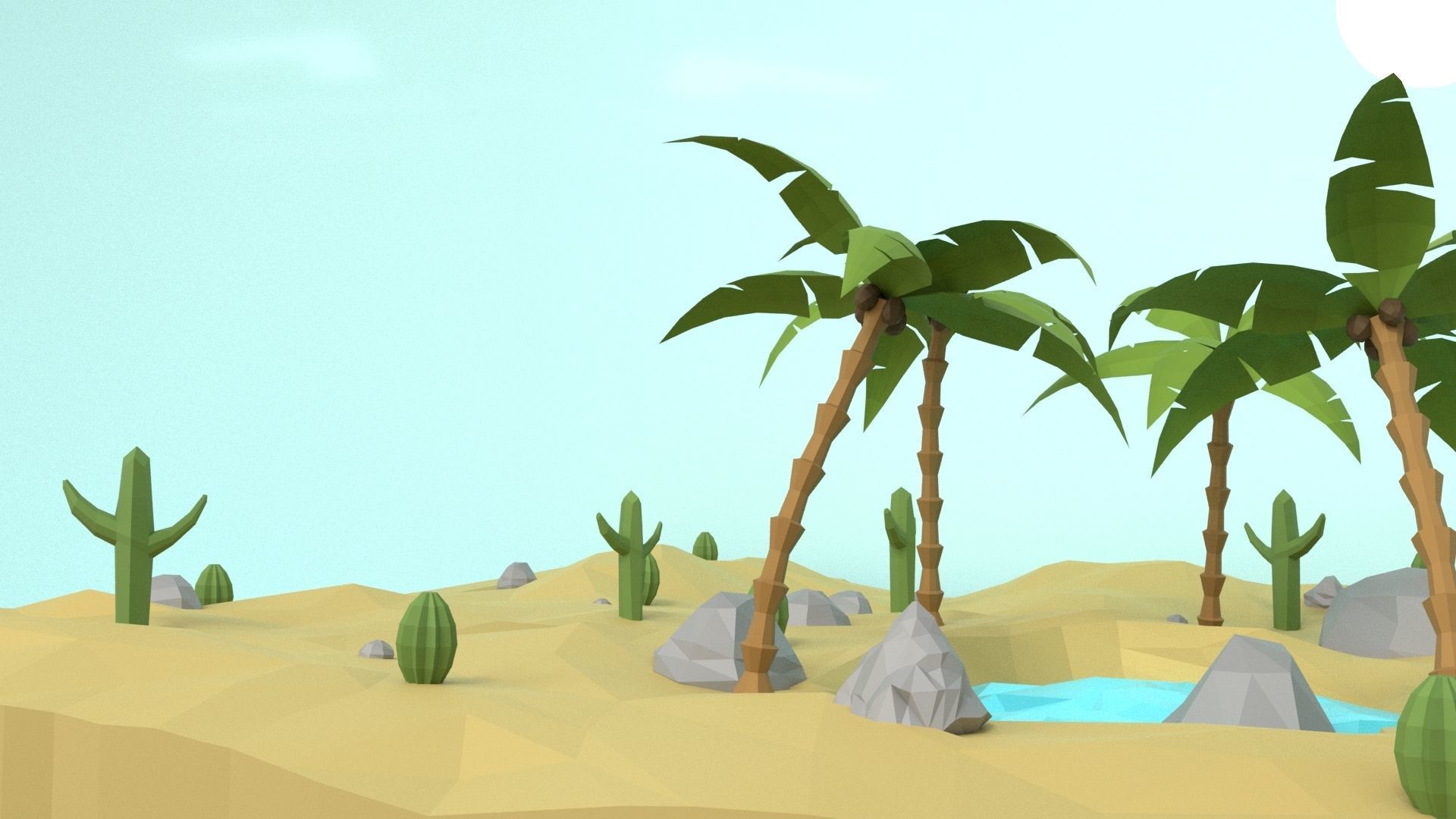 Low Poly Oasis Low-poly 3D model_33