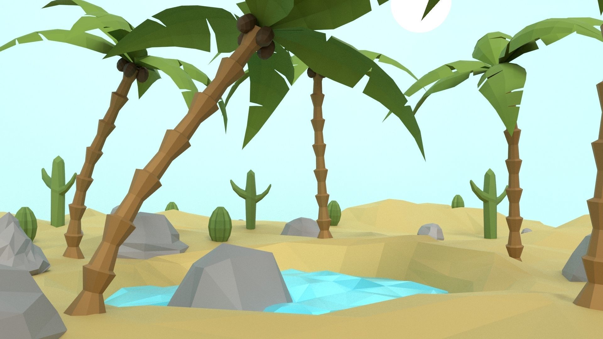 Low Poly Oasis Low-poly 3D model_44