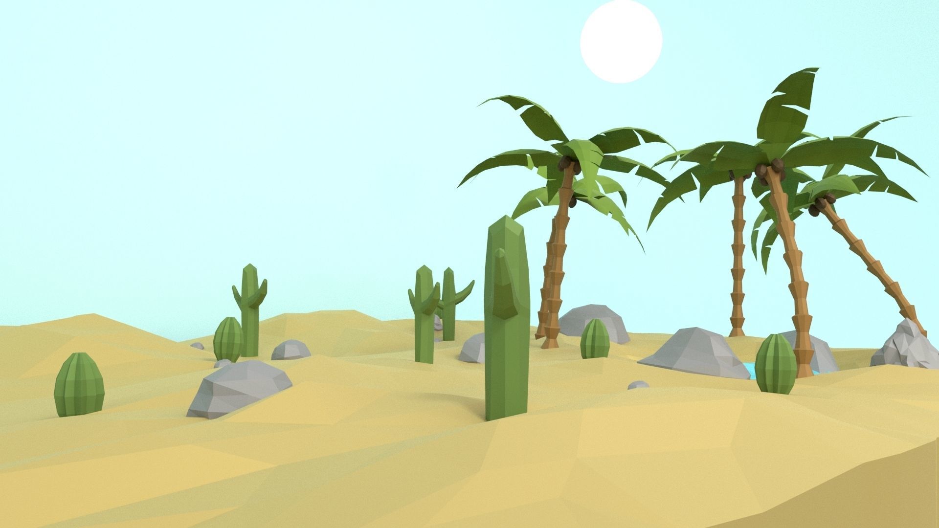 Low Poly Oasis Low-poly 3D model_30