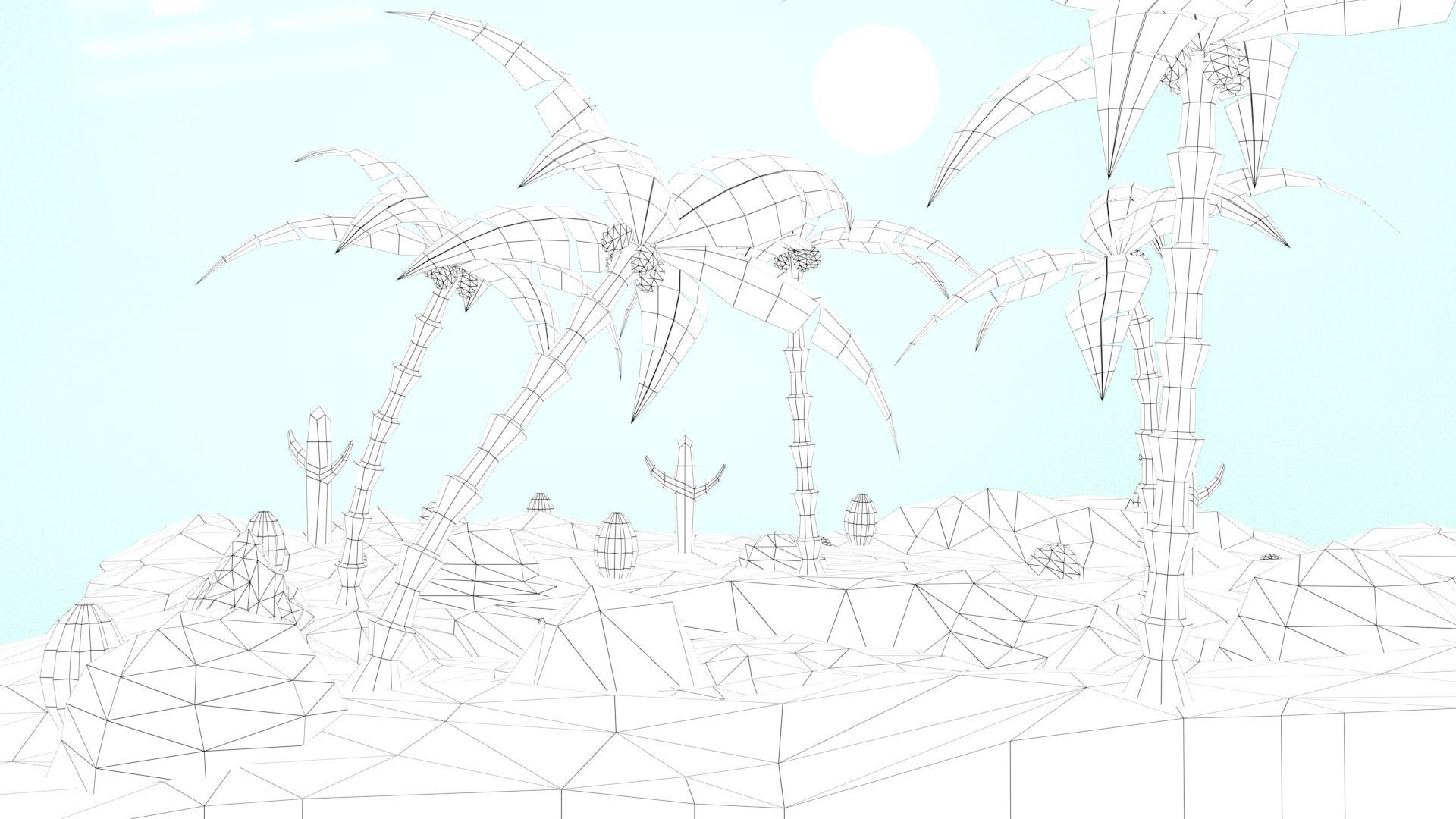 Low Poly Oasis Low-poly 3D model_3