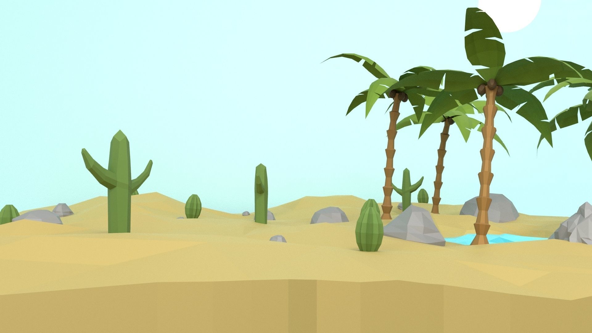 Low Poly Oasis Low-poly 3D model_32