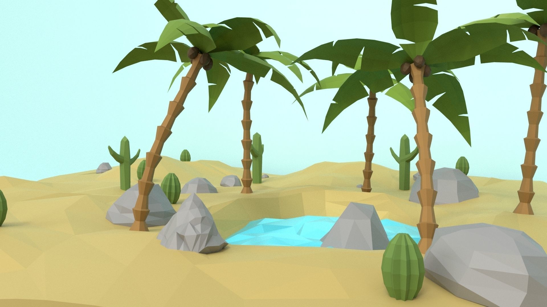 Low Poly Oasis Low-poly 3D model_42