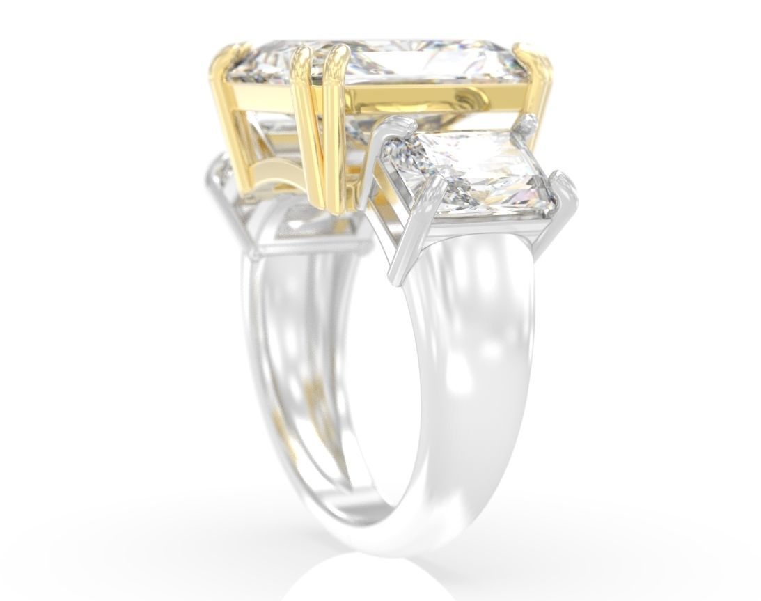 Stylish ring with three stones 422 3D print model_4