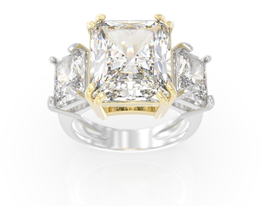 Stylish ring with three stones 422 3D print model_1