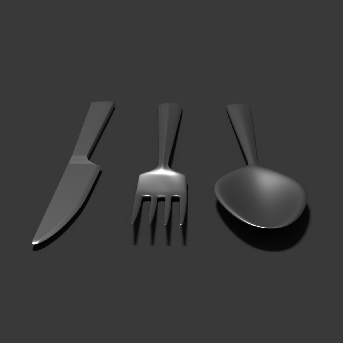 Knife fork spoon set Low-poly 3D model_4