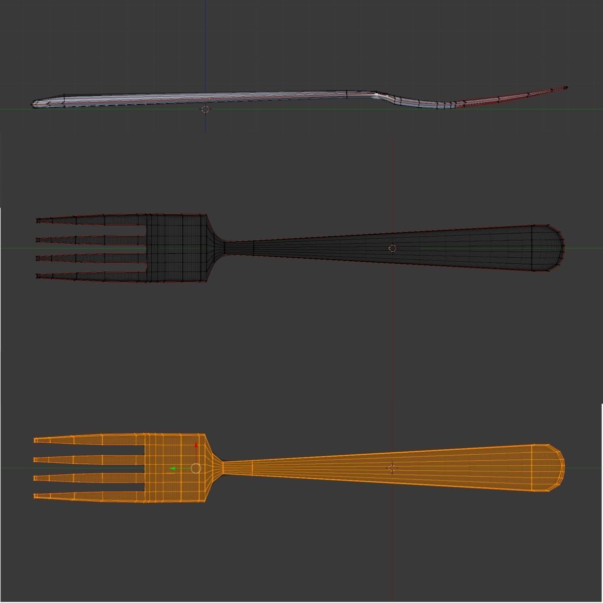 Knife fork spoon set Low-poly 3D model_7