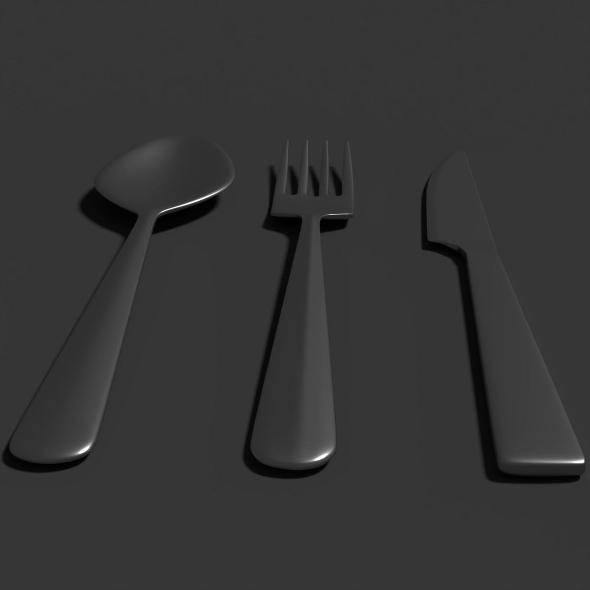 Knife fork spoon set Low-poly 3D model_9