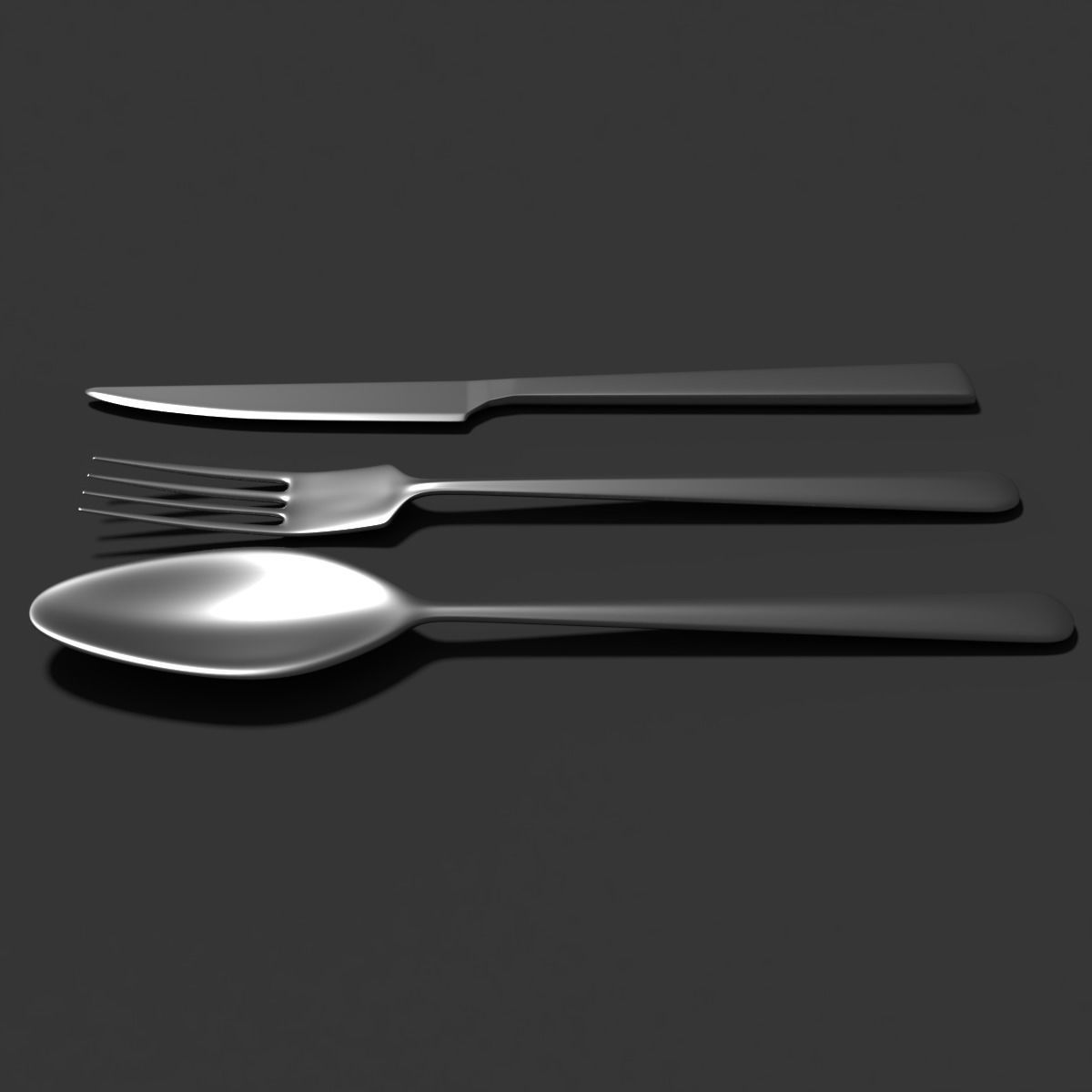 Knife fork spoon set Low-poly 3D model_2