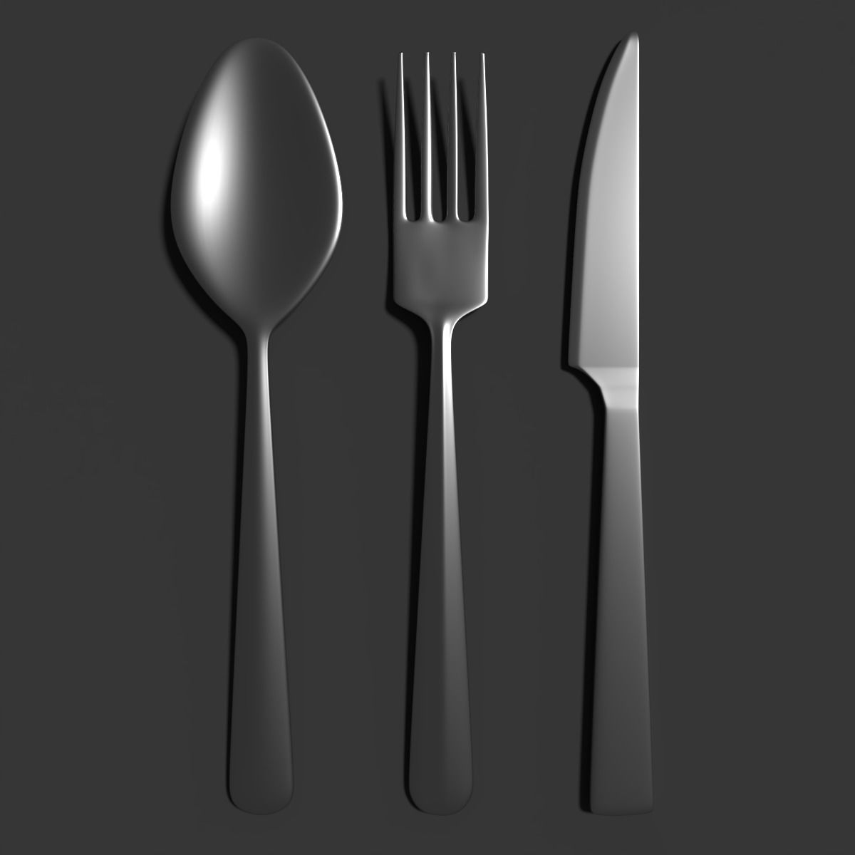 Knife fork spoon set Low-poly 3D model_3